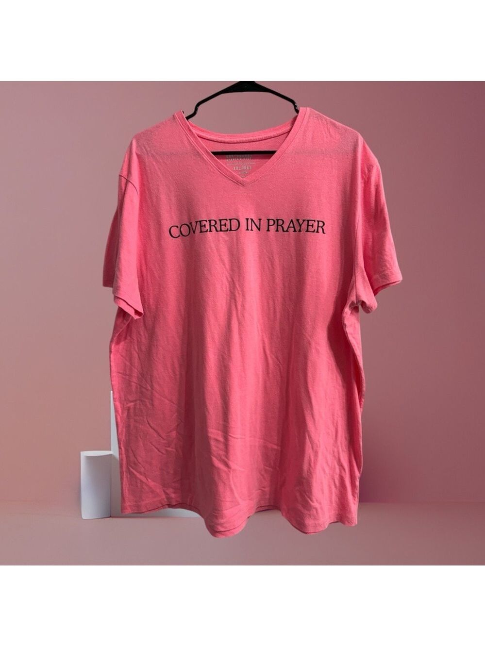 urban pipeline Pink "Covered in Prayer" Inspirational V-Neck T-Shirt size 2X
